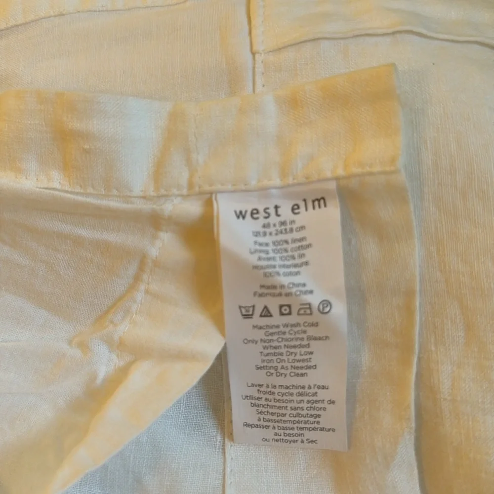 West Elm 48x96 linen drape. Lined in white cotton. Natural flax